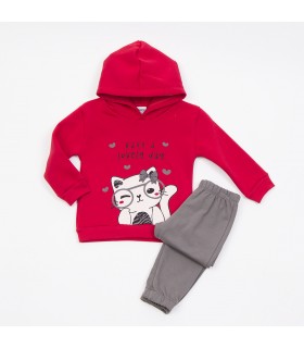 Σετ ανθρακί παντελόνι/κόκκινη μπλούζα