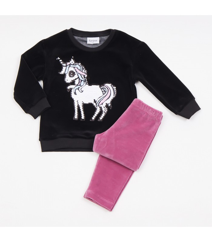 Σετ ροζ κολάν/μαύρη μπλούζα