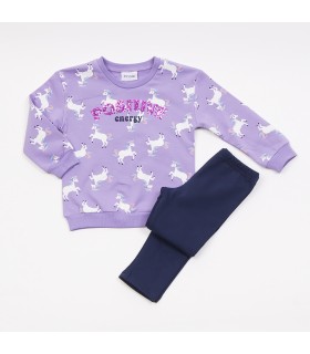 Σετ ίντιγκο κολάν/λεβάντα μπλούζα