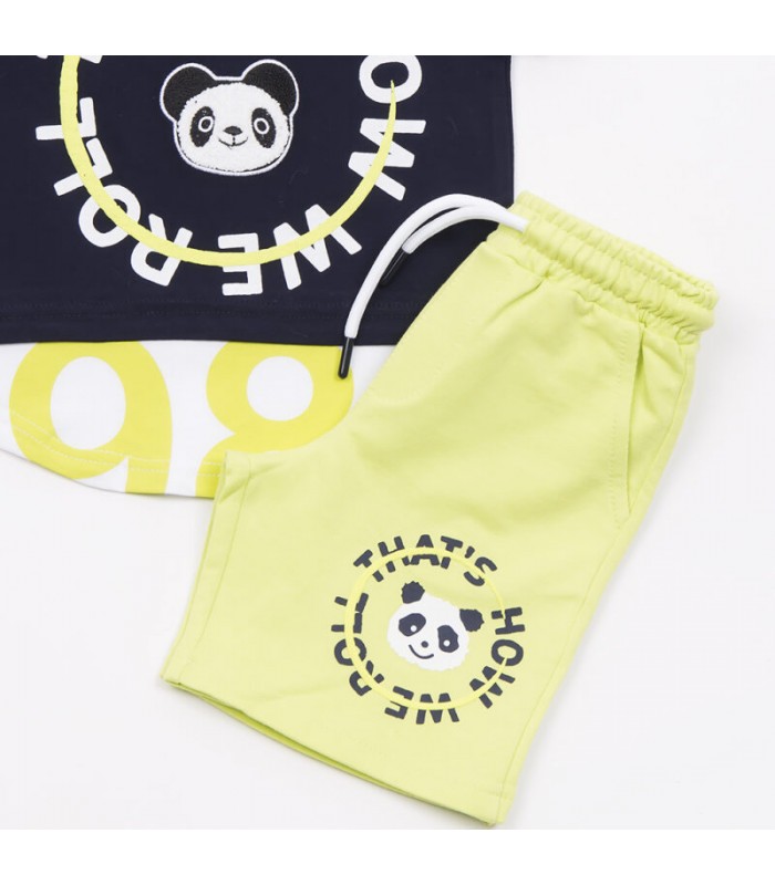 Σετ κίτρινη βερμούδα/μαρέν μπλούζα