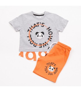 Σετ πορτοκαλί βερμούδα/μελανζέ μπλούζα