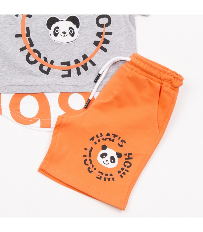 Σετ πορτοκαλί βερμούδα/μελανζέ μπλούζα