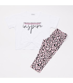 Σετ ροζ κολάν/λευκή μπλούζα