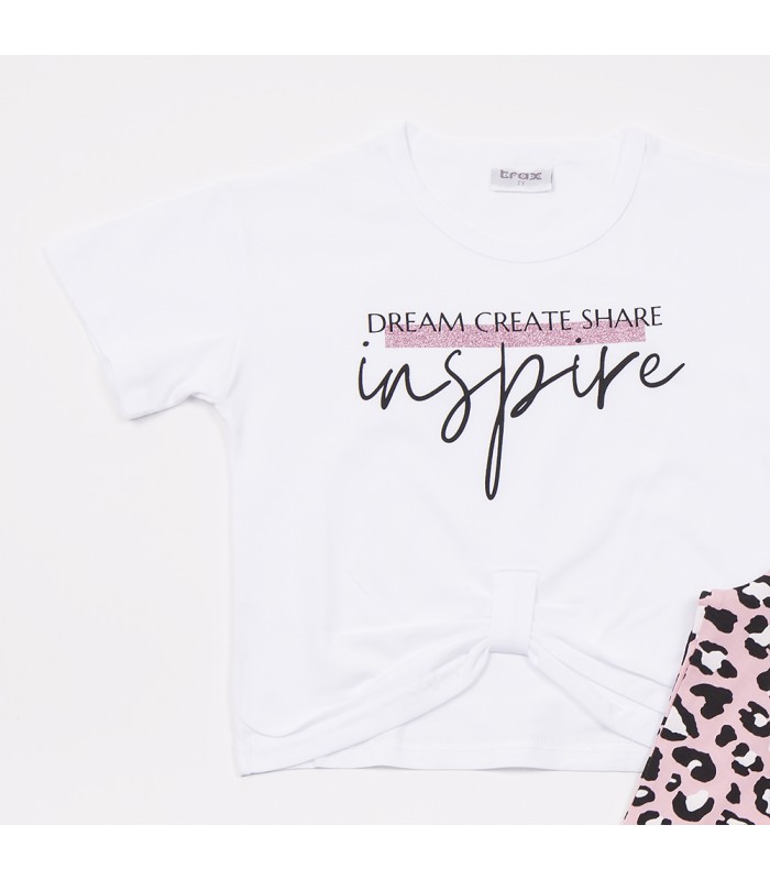 Σετ ροζ κολάν/λευκή μπλούζα