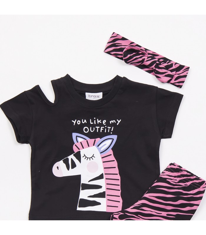 Σετ ροζ κολάν/μαύρη μπλούζα