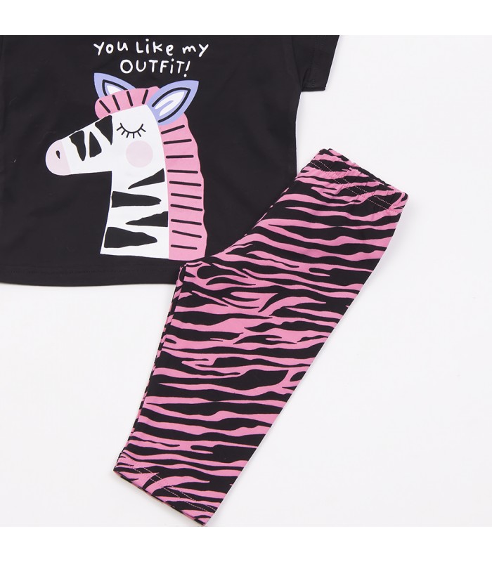 Σετ ροζ κολάν/μαύρη μπλούζα