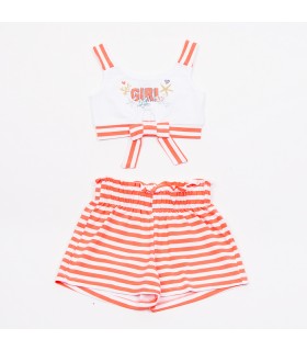 Σετ πορτοκαλί νέον σορτς/μπλούζα