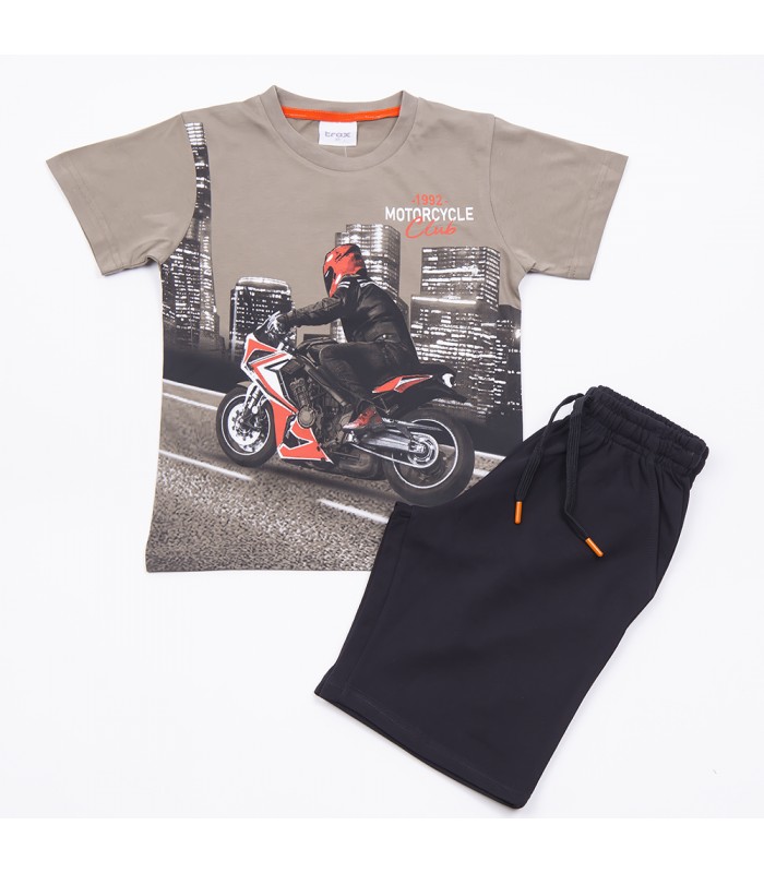 Σετ μαύρη βερμούδα/χακί μπλούζα