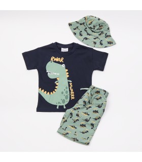 Σετ μέντα βερμούδα/μαρέν μπλούζα/καπέλο