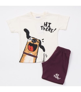 Σετ βουργουνδί βερμούδα/λευκή μπλούζα