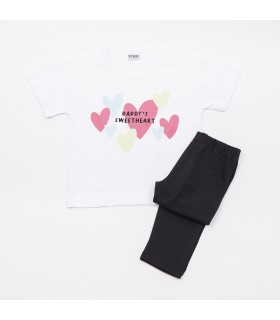 Σετ μαύρο κολάν/λευκή μπλούζα