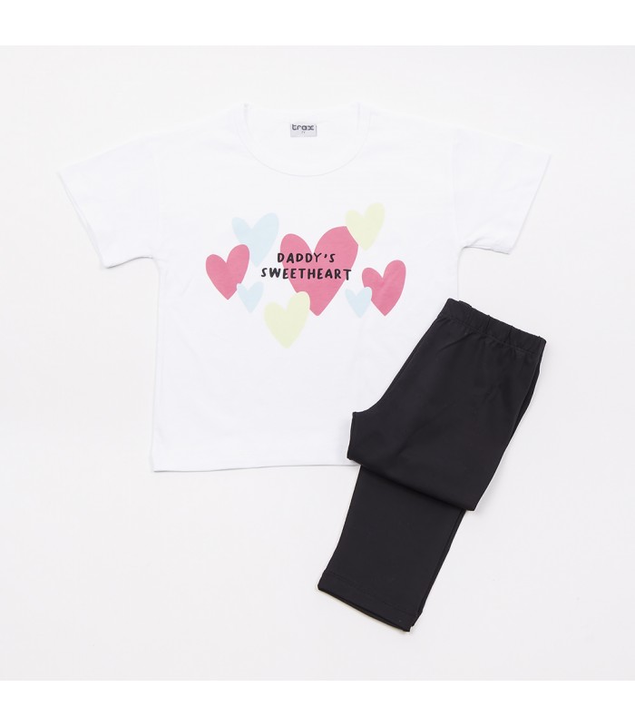 Σετ μαύρο κολάν/λευκή μπλούζα