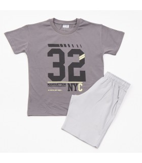 Σετ γκρι βερμούδα/ανθρακί μπλούζα