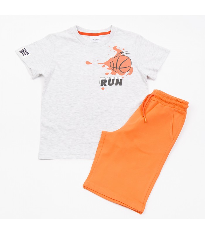 Σετ πορτοκαλί βερμούδα/γκρι μπλούζα