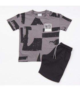 Σετ μαύρη βερμούδα/ανθρακί μπλούζα