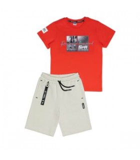 Σετ με βερμούδα  κοραλί σκούρο