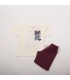 Σετ βουργουνδί βερμούδα/εκρού μπλούζα