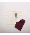 Σετ βουργουνδί βερμούδα/εκρού μπλούζα