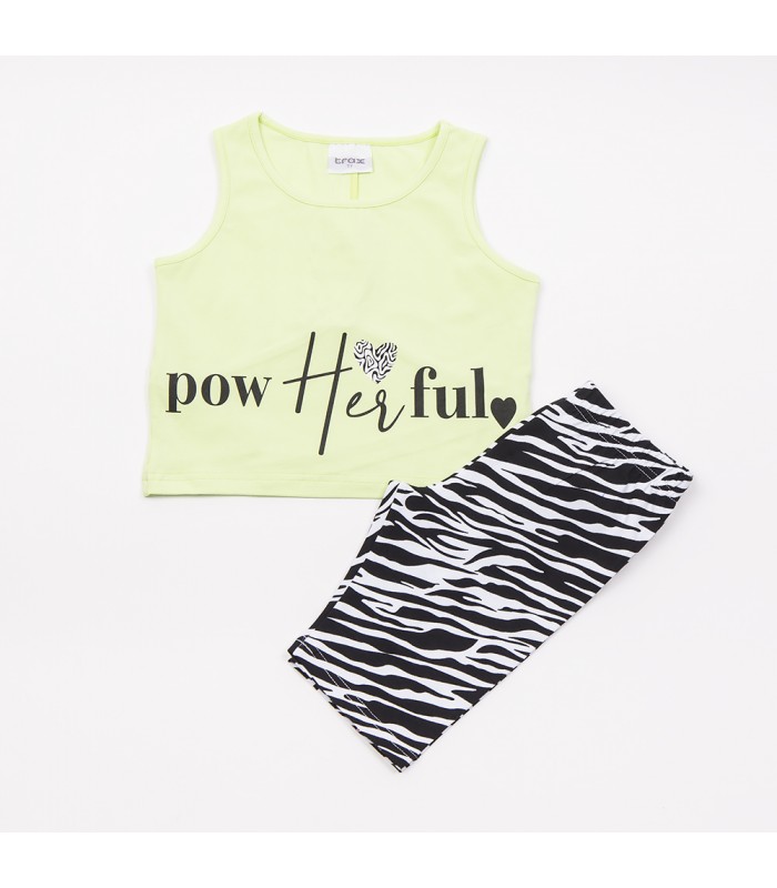 Σετ μαύρο κολάν/λάιμ μπλούζα