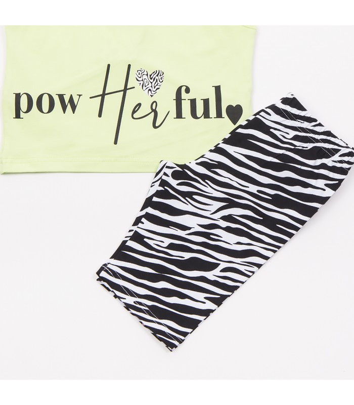 Σετ μαύρο κολάν/λάιμ μπλούζα