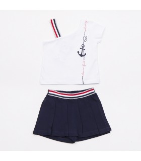 Σετ μπλε σορτς/λευκή μπλούζα