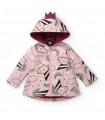 Αδιάβροχο μπουφάν με κουκούλα για κορίτσια σε ροζ χρώμα με τύπωμα μονόκερος