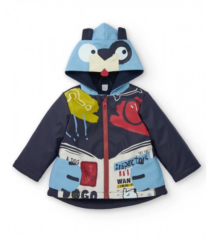 Ναυτικό αδιάβροχο για αγόρι με διασκεδαστική κουκούλα