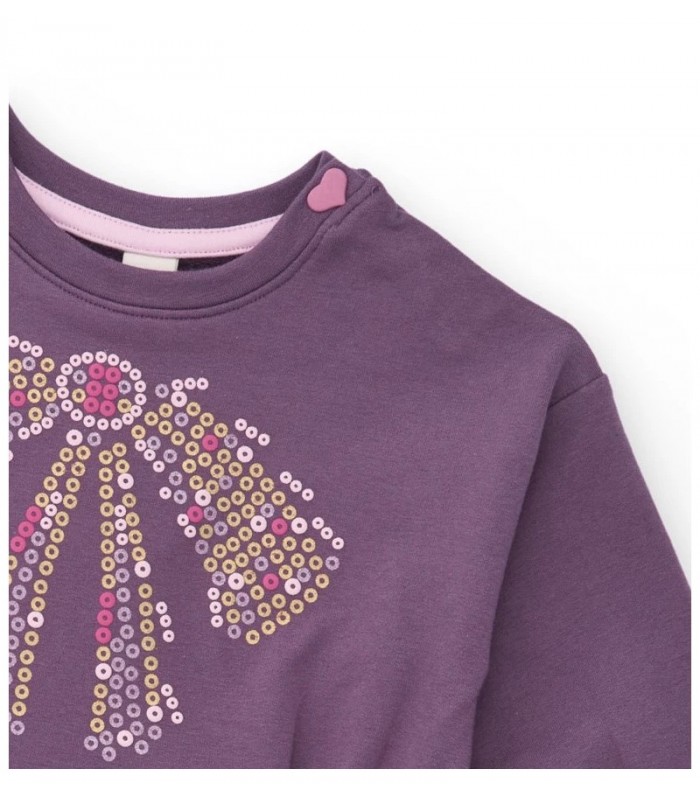 Μωβ φόρεμα για κορίτσια με ροζ τούλινη φούστα και χρυσές λεπτομέρειες αστέρι