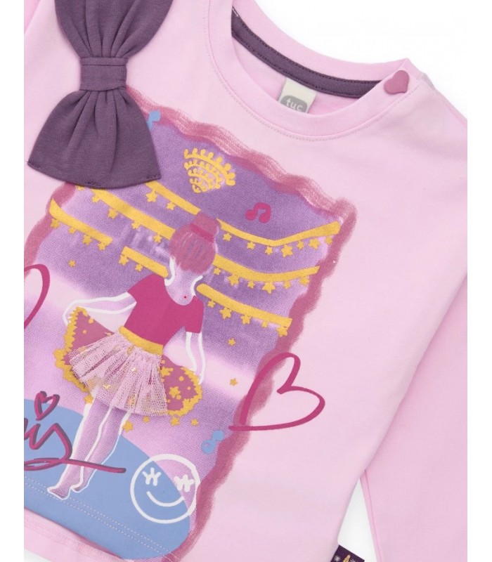 Σετ μπλούζα και κολάν για κορίτσια σε ροζ και μωβ χρώμα με σχέδιο μπαλαρίνα.