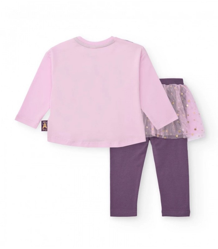 Σετ μπλούζα και κολάν για κορίτσια σε ροζ και μωβ χρώμα με σχέδιο μπαλαρίνα.