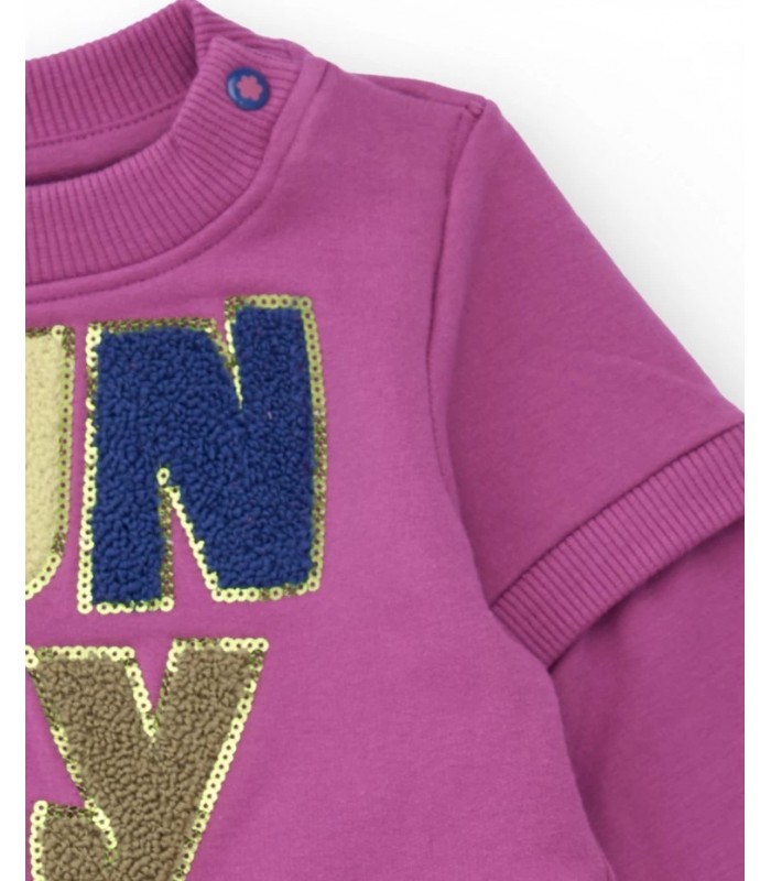 Φούτερ φόρεμα για κορίτσια σε ματζέντα χρώμα με εμπριμέ τούλινη φούστα.