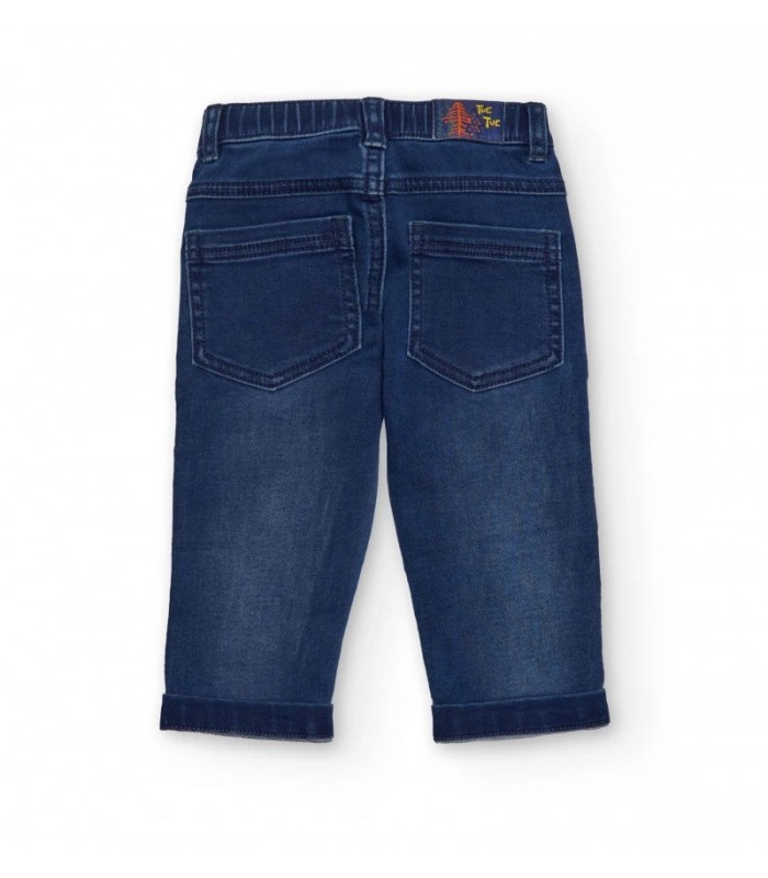 Παντελόνι τζιν μπλε για αγόρια με κέντημα δεινόσαυρου.
