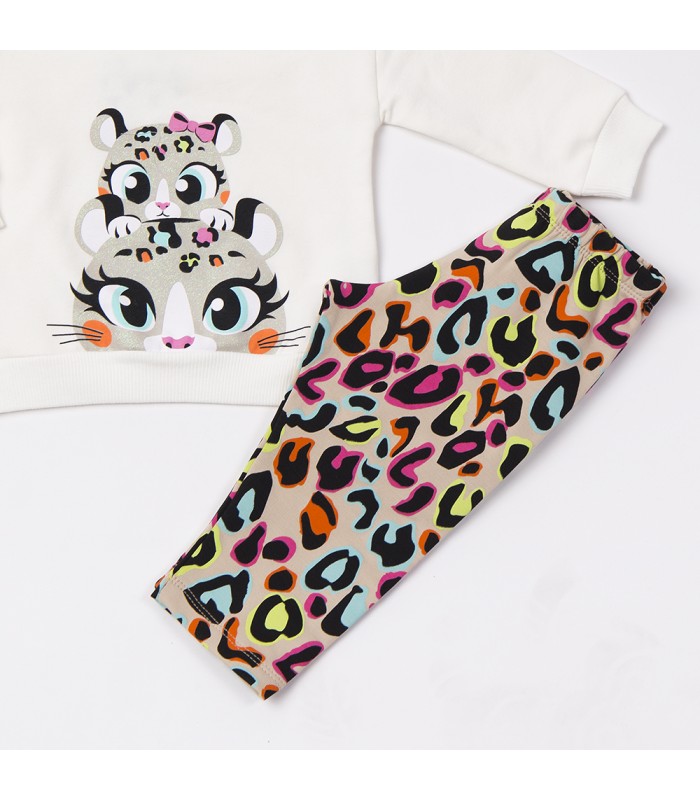 Σετ cappuccino παντελόνι/βανίλια μπλούζα