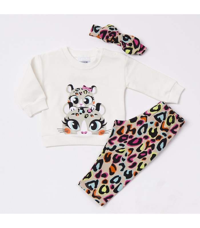 Σετ cappuccino παντελόνι/βανίλια μπλούζα