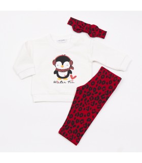 Σετ κόκκινο κολάν/βανίλια μπλούζα