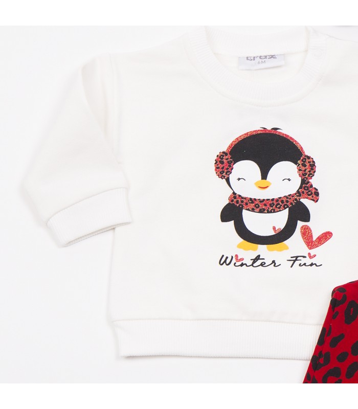 Σετ κόκκινο κολάν/βανίλια μπλούζα