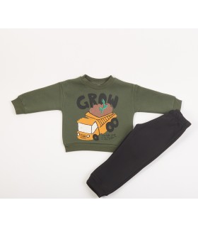 Σετ μαύρο παντελόνι/χακί μπλούζα