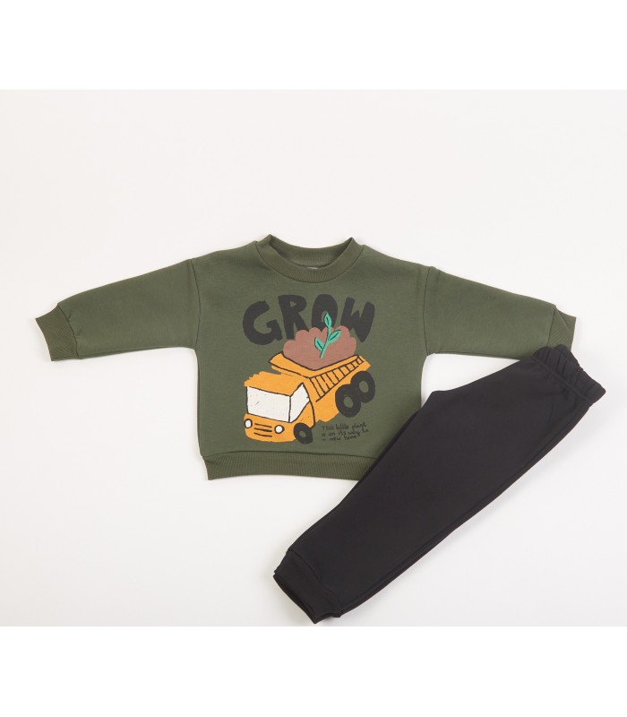 Σετ μαύρο παντελόνι/χακί μπλούζα