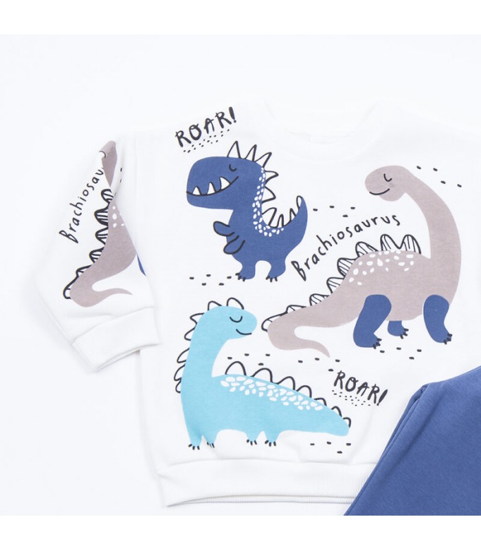 Σετ ίντιγκο παντελόνι/εκρού μπλούζα