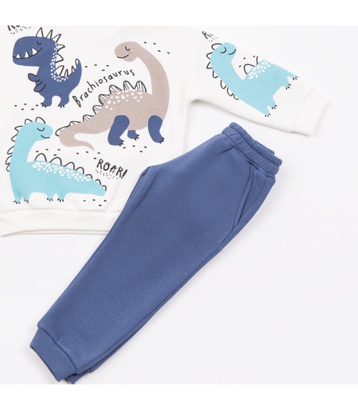 Σετ ίντιγκο παντελόνι/εκρού μπλούζα