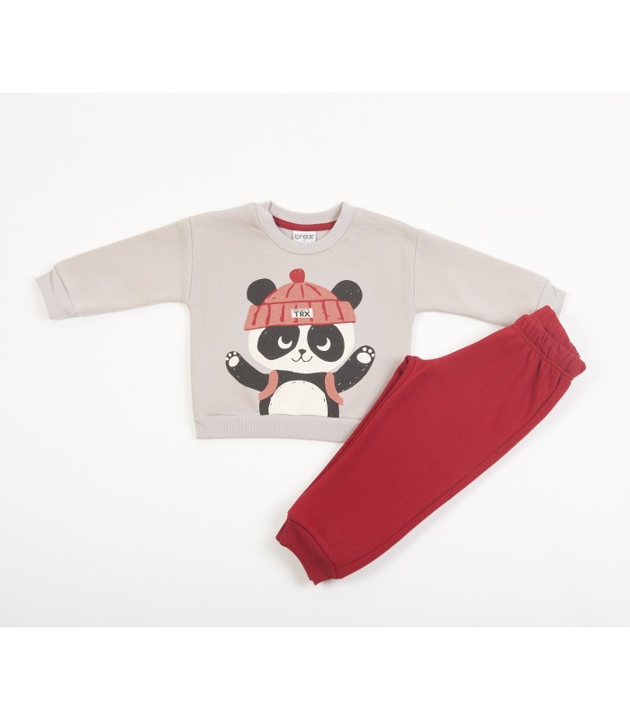 Σετ βουργουνδί παντελόνι/stone μπλούζα