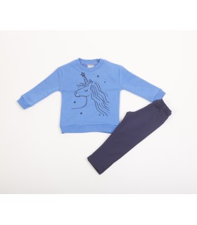 Σετ μπλε κολάν/λεβάντα μπλούζα