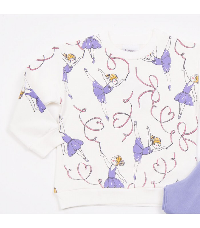 Σετ μύρτιλο κολάν/βανίλια μπλούζα