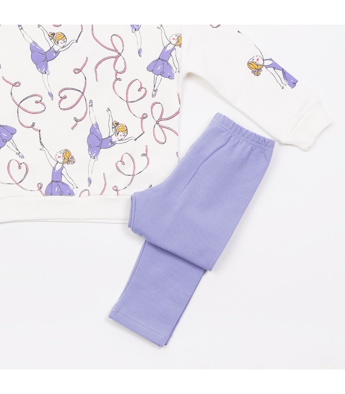 Σετ μύρτιλο κολάν/βανίλια μπλούζα