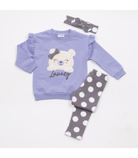 Σετ ανθρακί κολάν/μύρτιλο μπλούζα