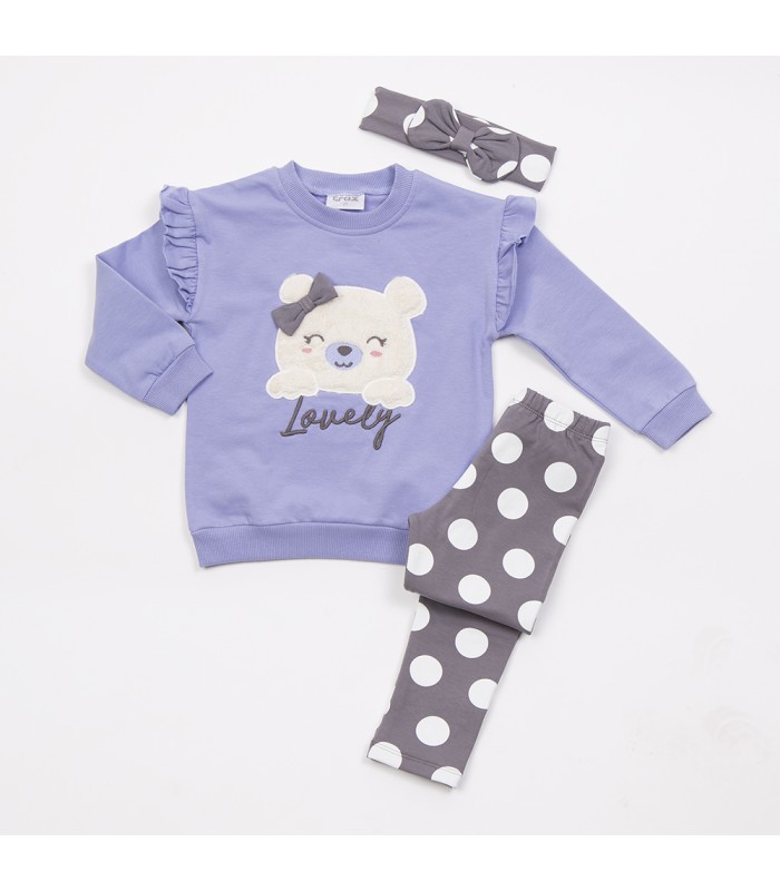 Σετ ανθρακί κολάν/μύρτιλο μπλούζα