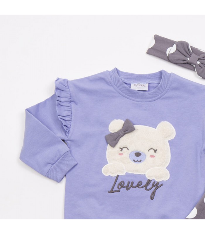 Σετ ανθρακί κολάν/μύρτιλο μπλούζα