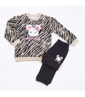 Σετ μαύρο παντελόνι/cappuccino μπλούζα