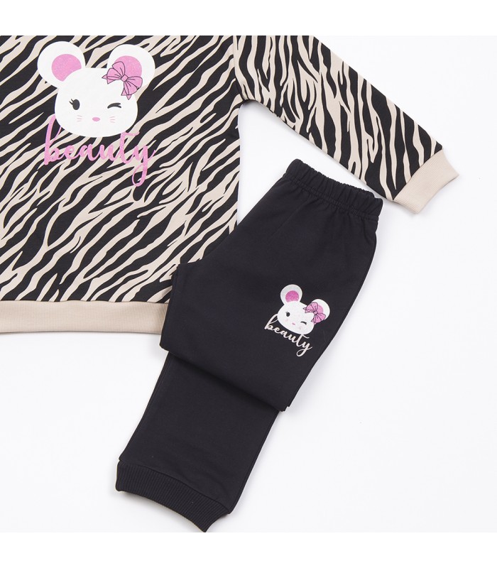 Σετ μαύρο παντελόνι/cappuccino μπλούζα