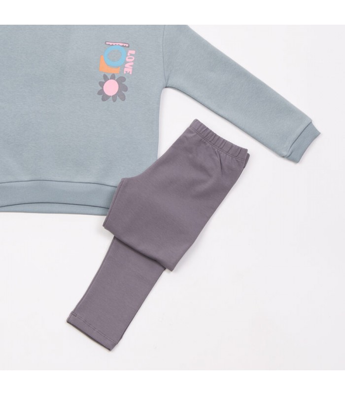 Σετ ανθρακί κολάν/άκουα μπλούζα